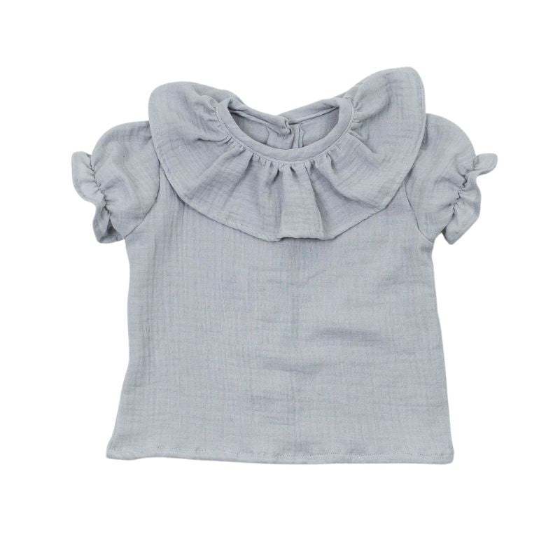 Blusa Gasa Gris Manga Corta