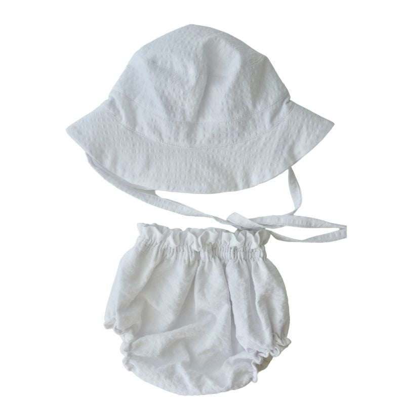 Conjunto Gorrito Playa Vichy Blanco