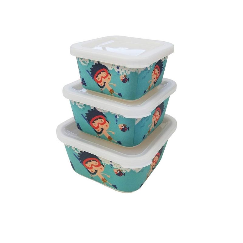 Set 3 Tupper Bambú Infantil Mar