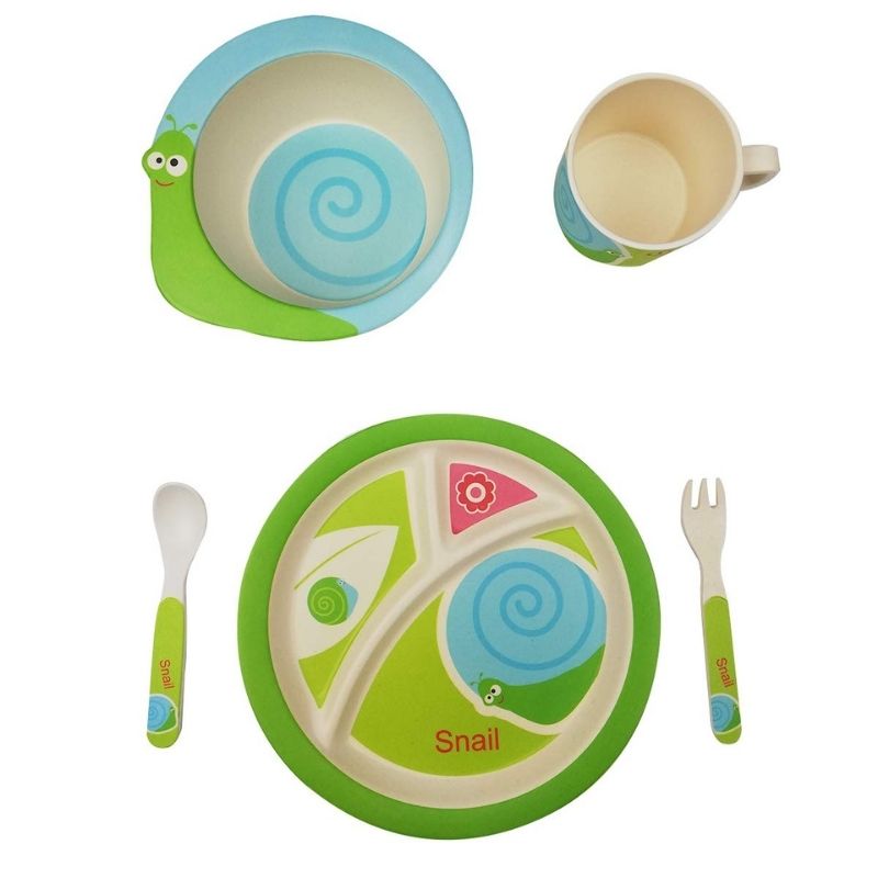 Vajilla Infantil Bambú 5 Piezas- Caracol