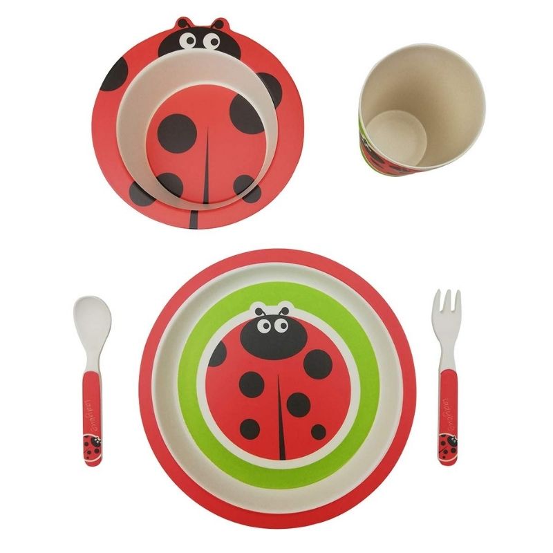Vajilla Infantil Bambú 5 Piezas- Mariquita