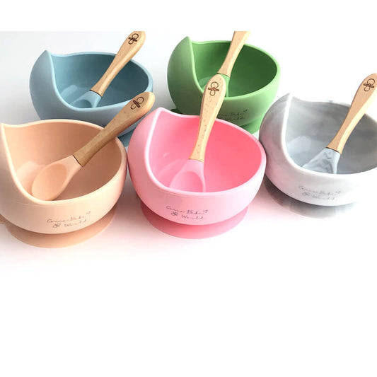 Bowl De Silicona Con Cuchara De Madera