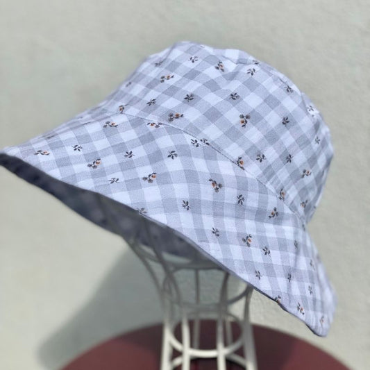 Bucket Vichy Mujer Flor Gris