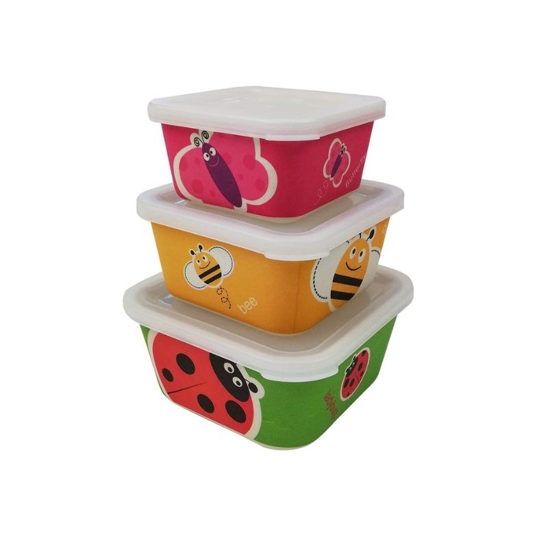 Set 3 Tupper Bambú Infantil Mariquita