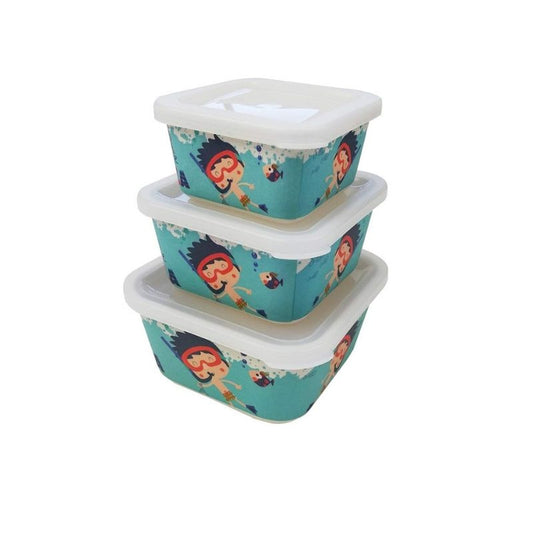 Set 3 Tupper Bambú Infantil Mar