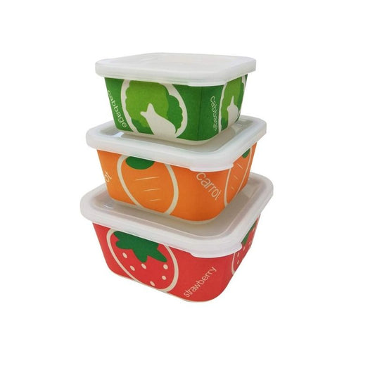 Set 3 Tupper Bambú Infantil Frutas